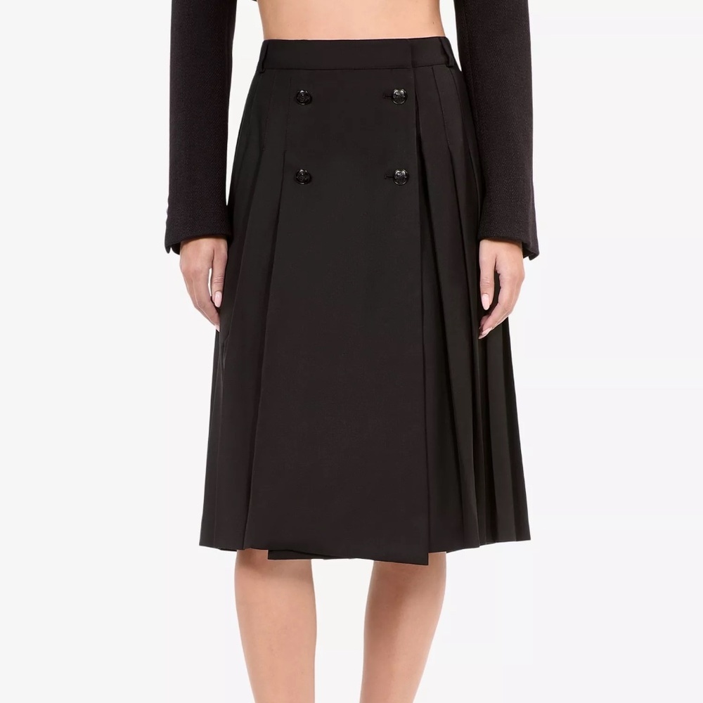 🖤✨ NWT The Kooples Button-Embellished Pleated Wool Midi Skirt | $435 RETAIL!